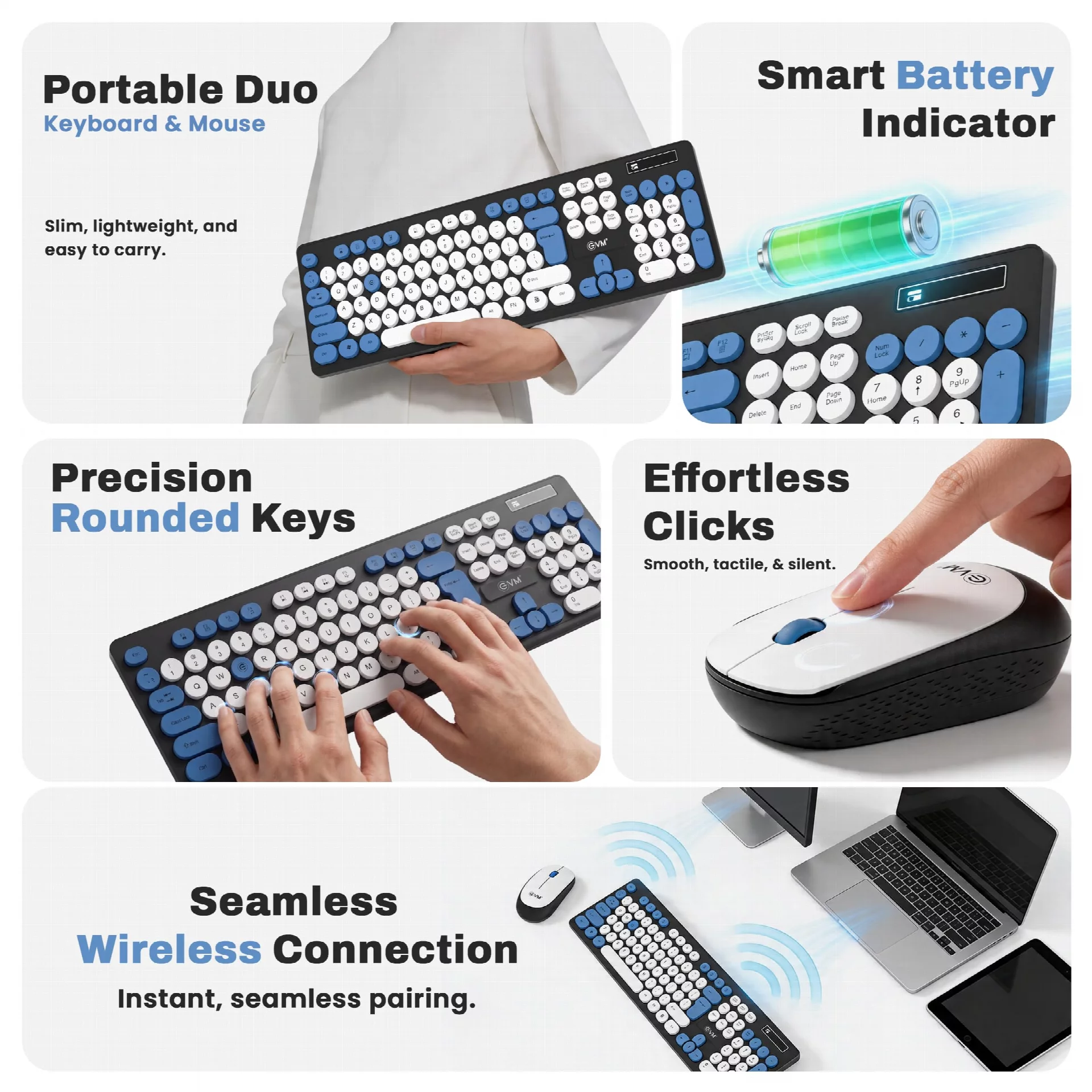EVM WLKM-045 Wireless Keyboard Mouse Set CENTRONIX COMPUTERS 📍 M4, Navrang Plaza, 35, Sneh Nagar, Sapna Sangeeta Main Road, Indore (M.P.) – 452001