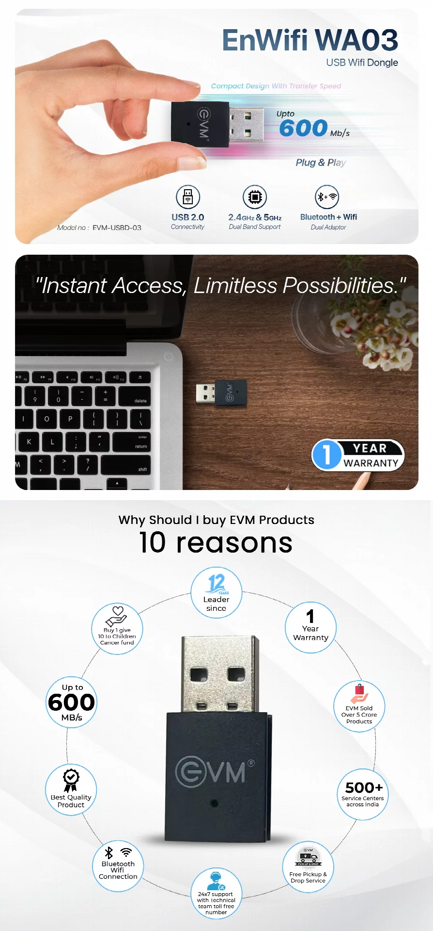 EVM EN WiFi WA03 Wireless USB Adapter CENTRONIX COMPUTERS 📍 M4, Navrang Plaza, 35, Sneh Nagar, Sapna Sangeeta Main Road, Indore (M.P.) – 452001