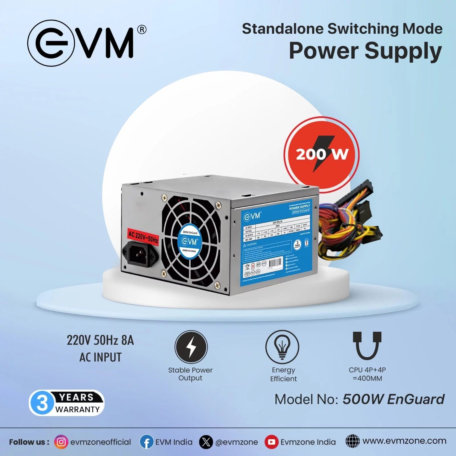 200W EVM EnGuard SMPS Desktop Power Supply Unit CENTRONIX COMPUTERS 📍 M4, Navrang Plaza, 35, Sneh Nagar, Sapna Sangeeta Main Road, Indore (M.P.) – 452001