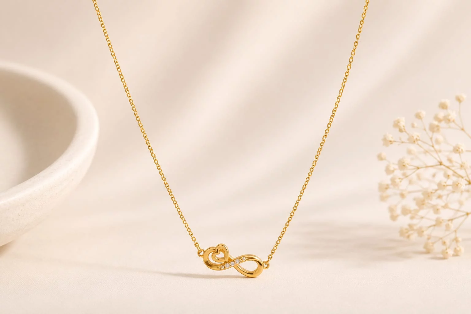 Gold Infinity Heart Pendant Necklace Kairavi Vijay Nagar, Indore, Madhya Pradesh 452010, India