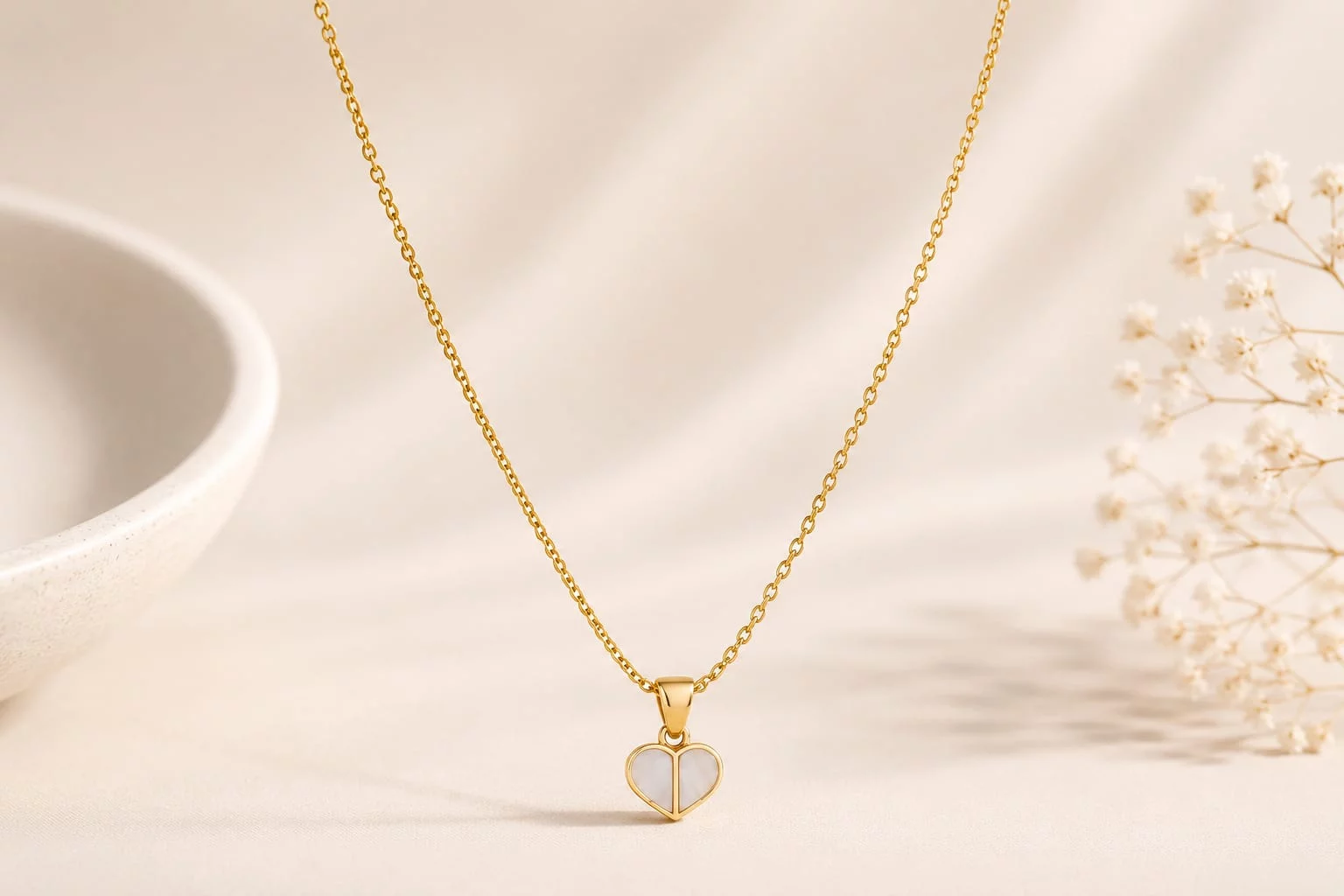Gold Mother of Pearl Heart Necklace Kairavi Vijay Nagar, Indore, Madhya Pradesh 452010, India