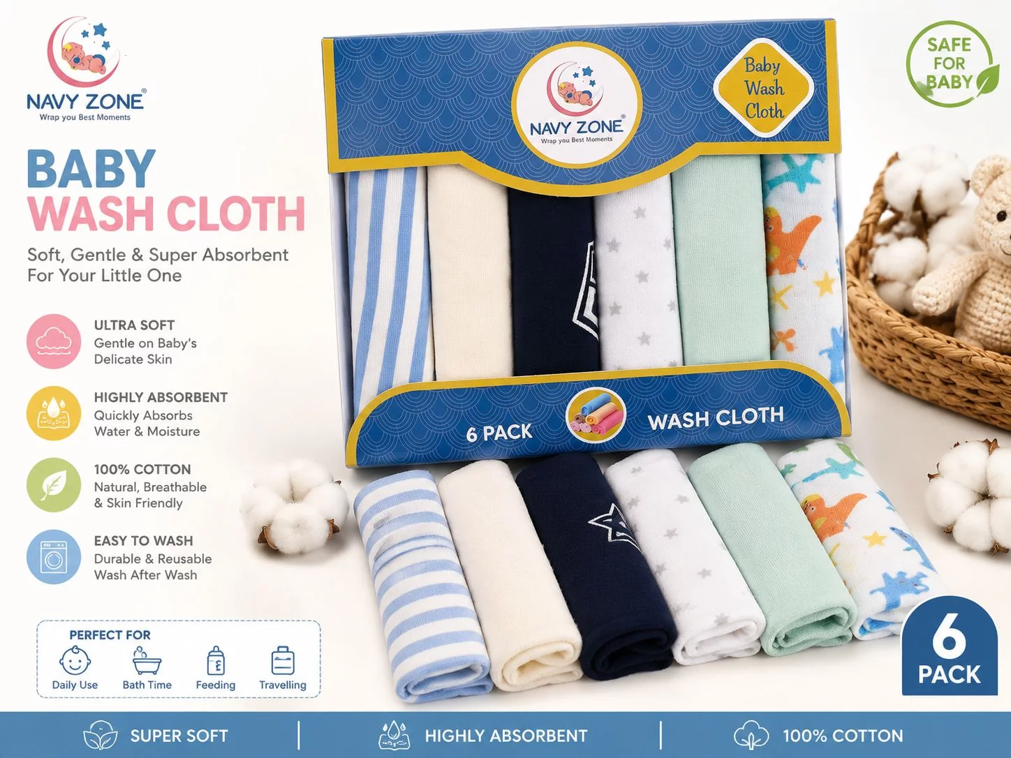 Cotton Handkerchief 6 Piece Set NEWBORN NEST 135, Dr. Zakir Hussain Marg, Old City, Qutubpura Boharwadi, Bohrwadi, Udaipur, Rajasthan 313001, India