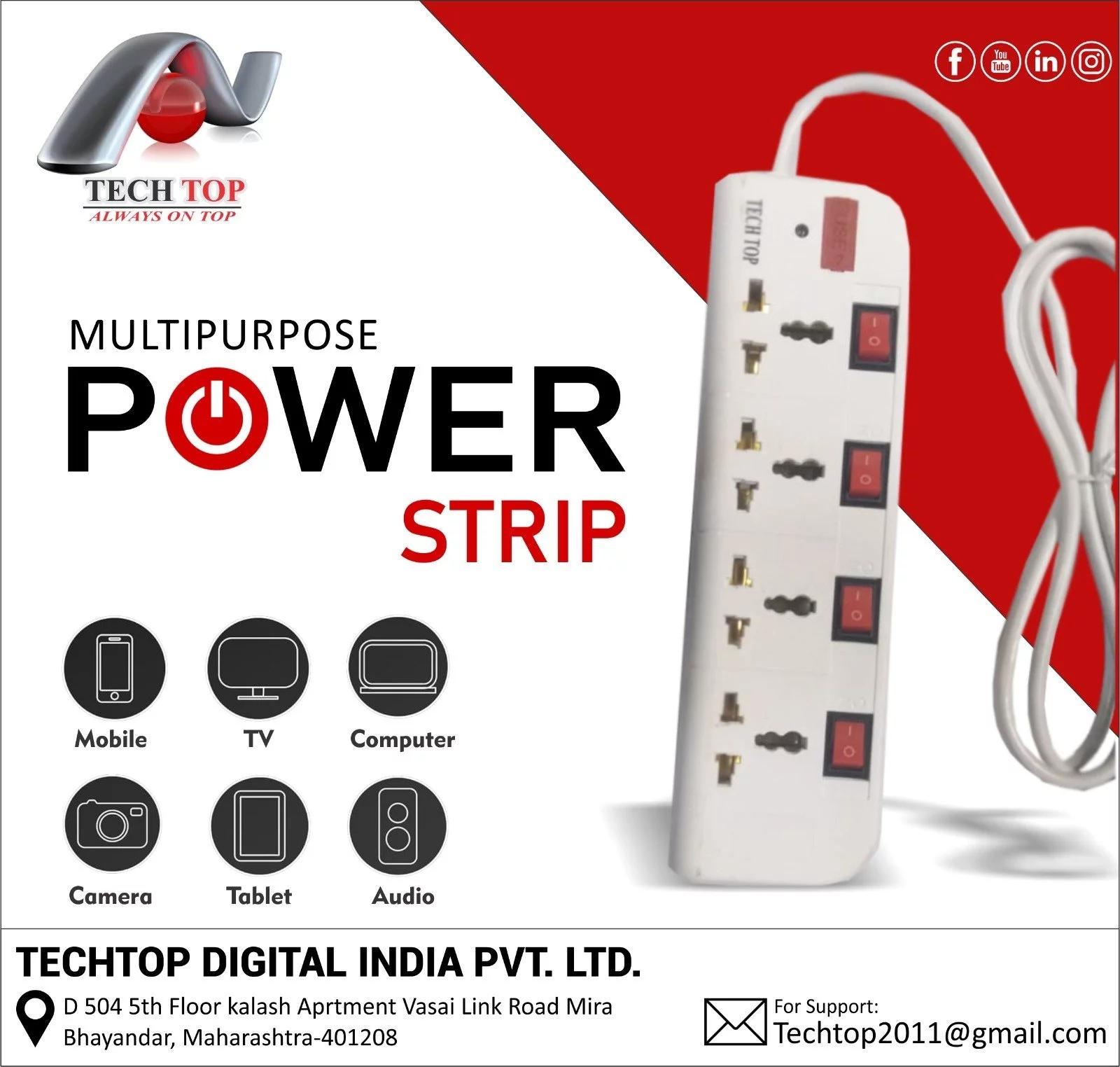 4 Socket Extension Board