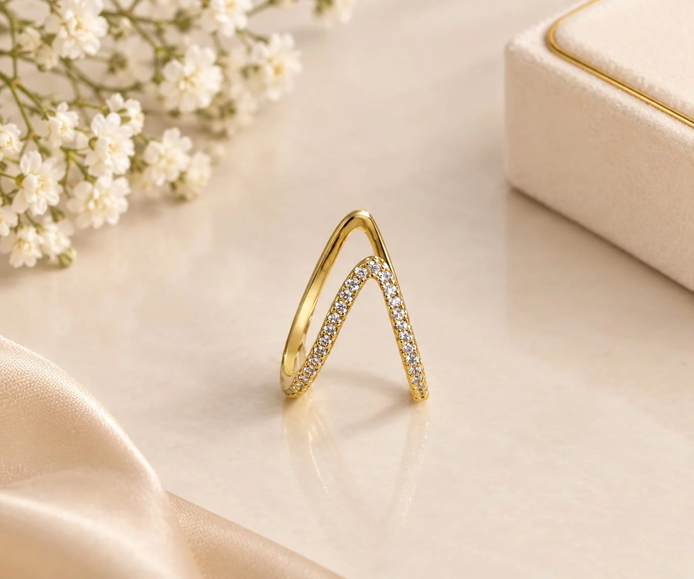 Chevron CZ Ring