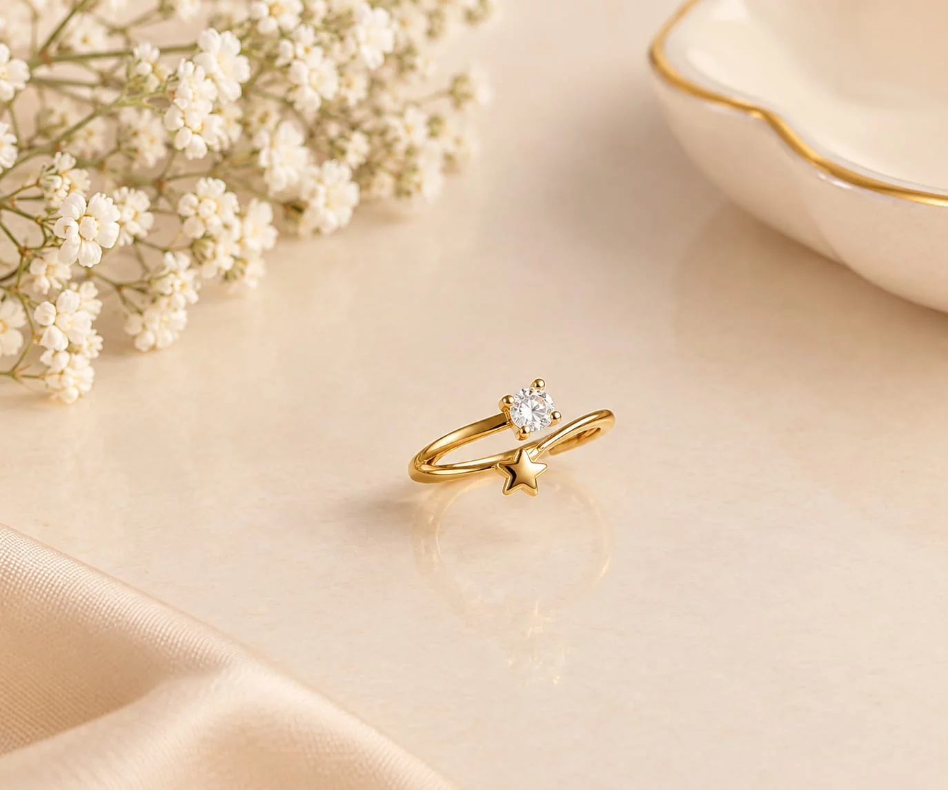 Star Solitaire Adjustable Ring