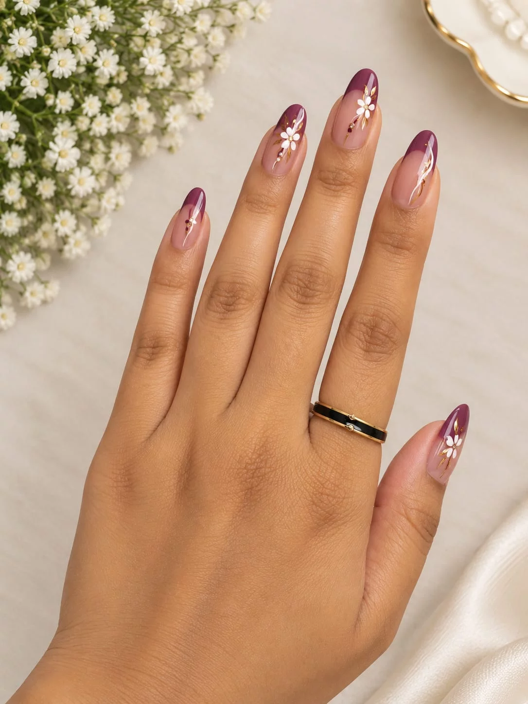 Faceted Black Inlay Ring