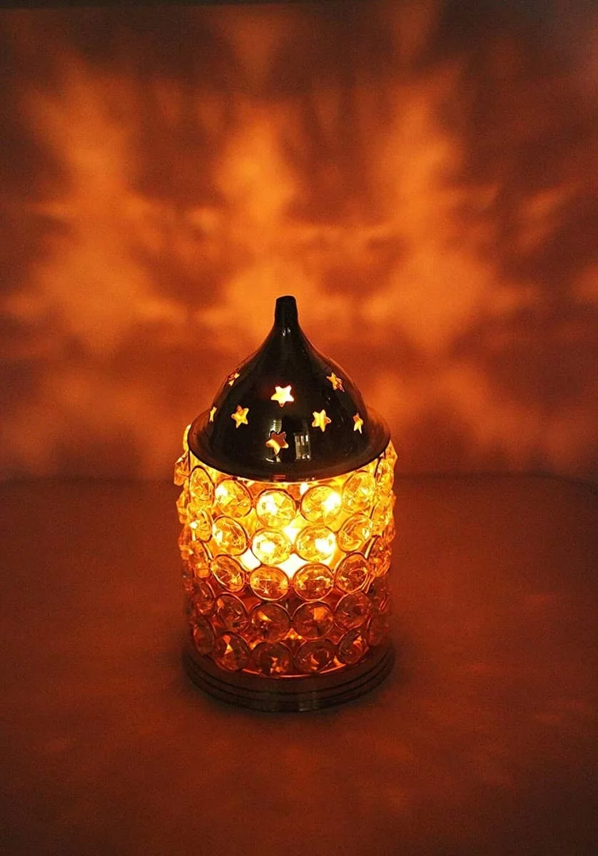 Klassic Decor Brass and Crystal Horizontal Shape Akhand Diya