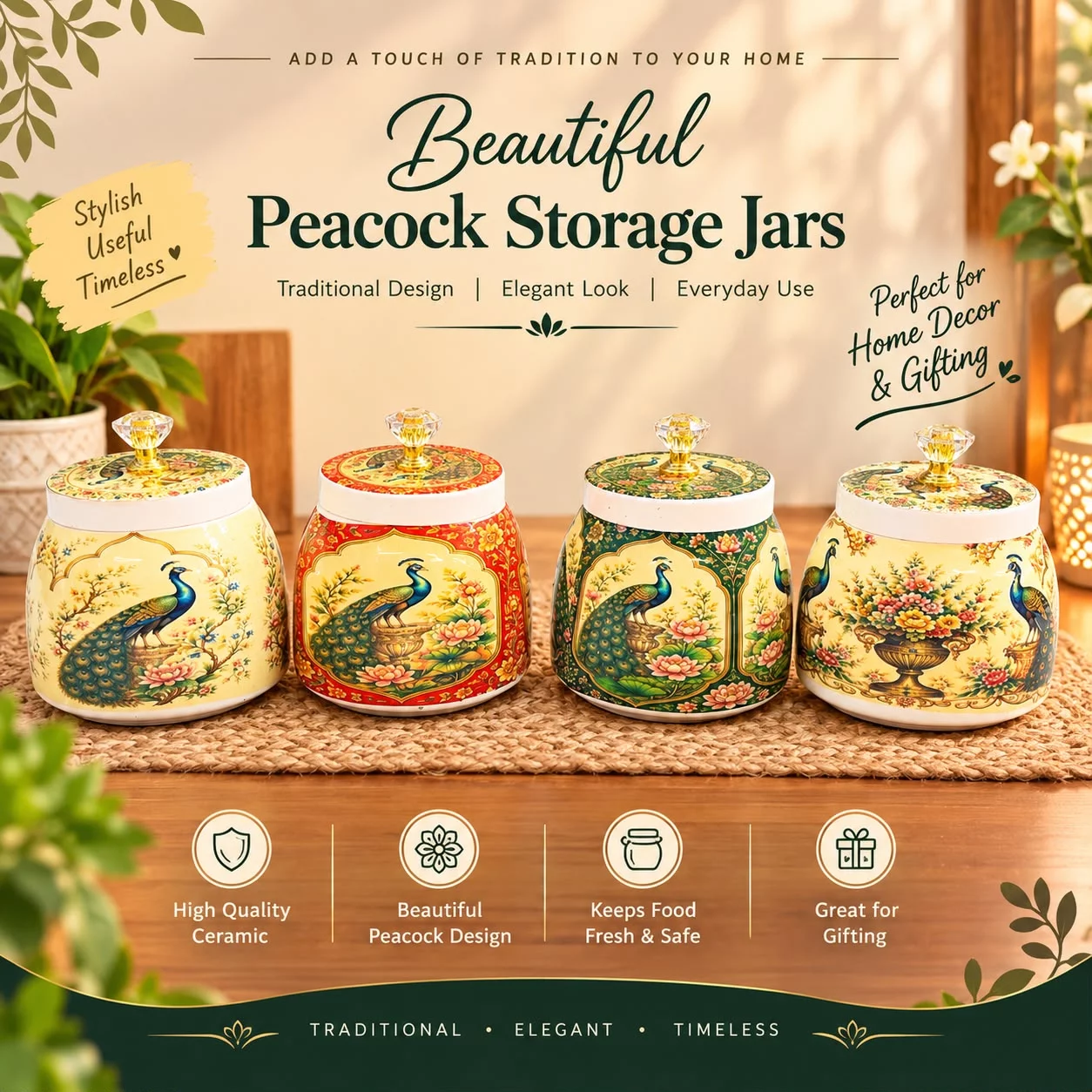 Peacock Print Pachwari Jar