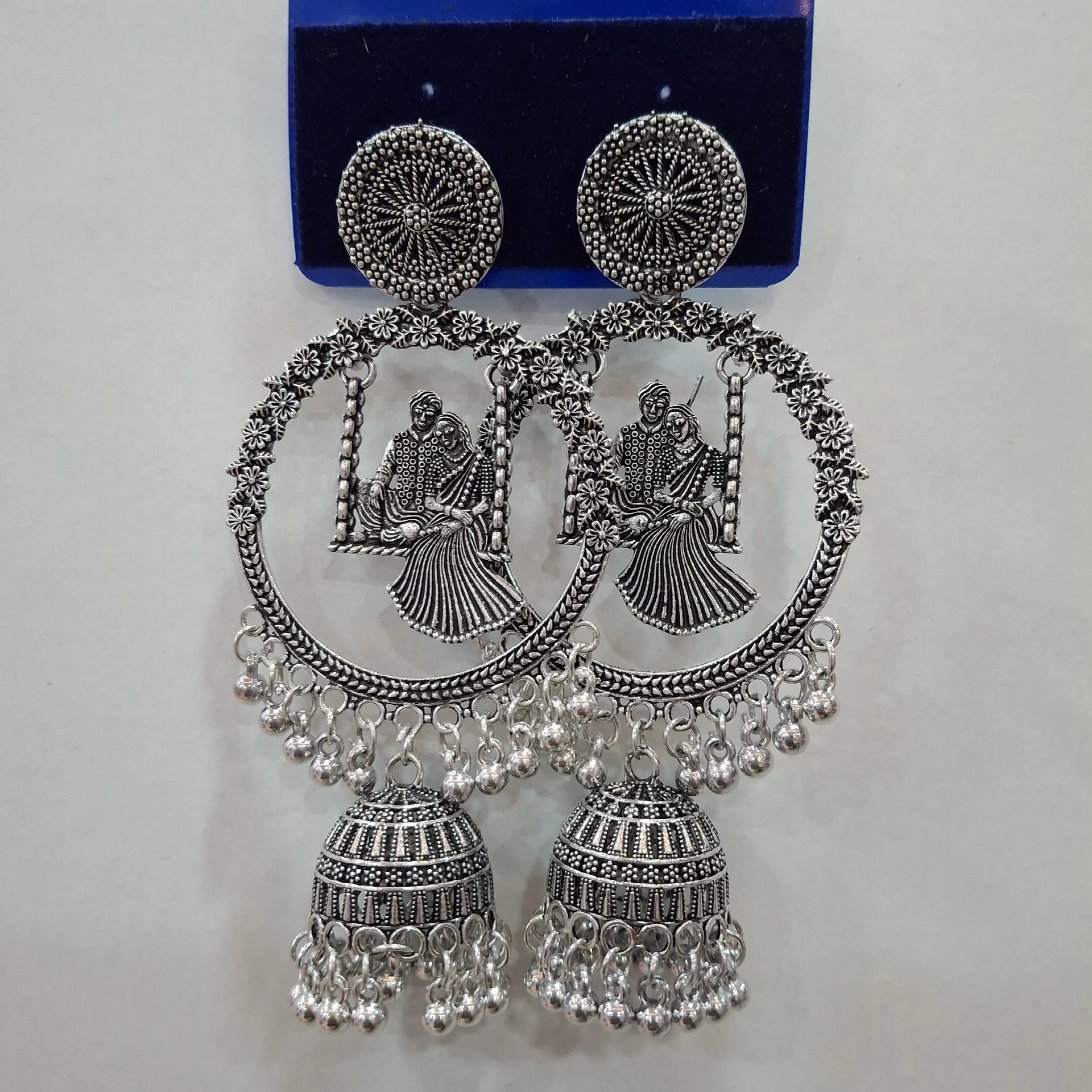 Oxidized Silver Swing Jhumka Earrings Radhe Lifestyle 