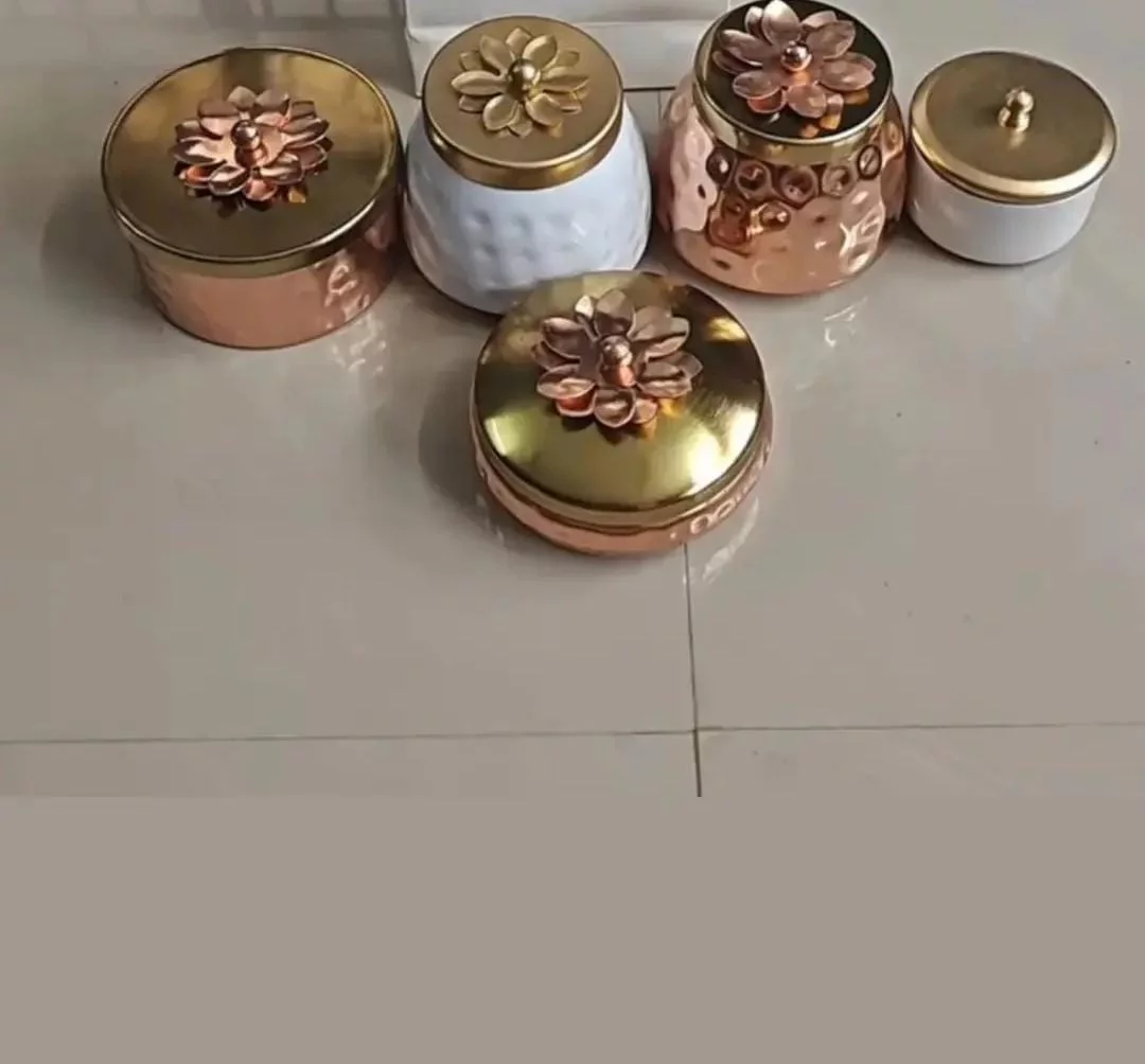 Return Gifts Hammered Copper Plated Bowl with Brass Lotus