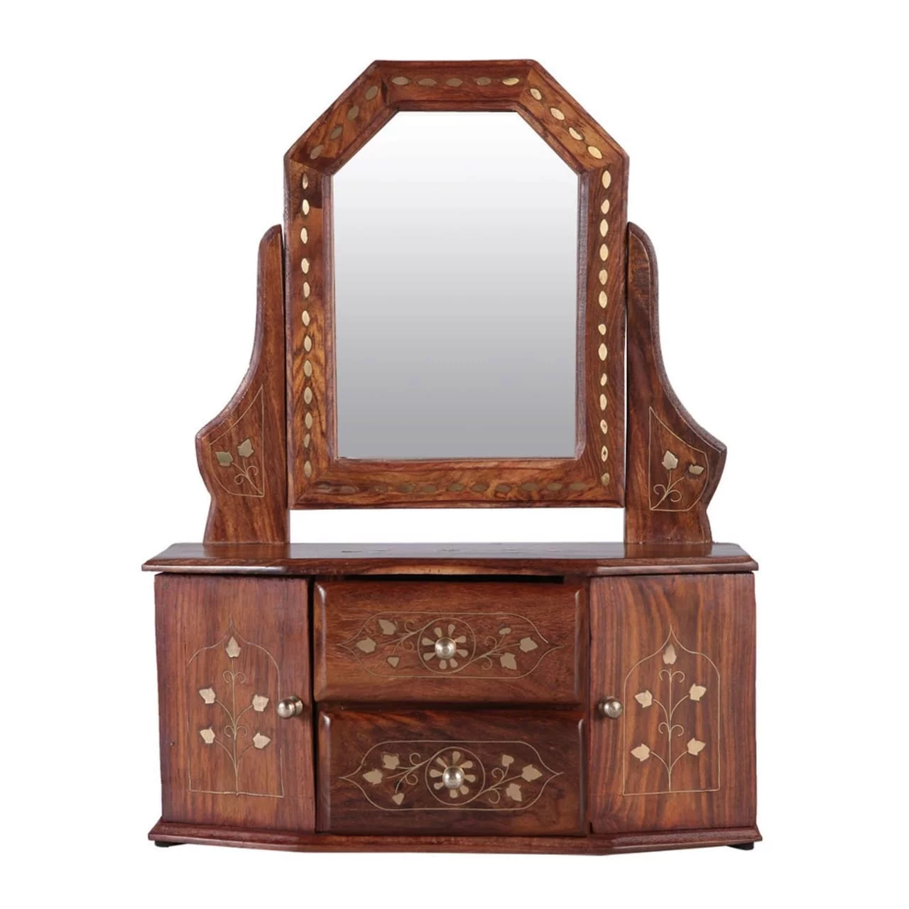 Handcrafted Sheesham Wooden Mini Dressing Table with