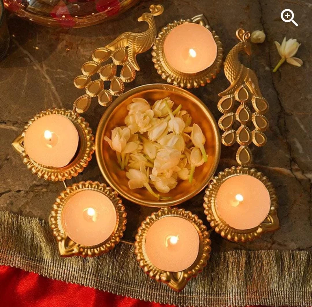 Peacock Diya Urli & Kamal Diya Urli