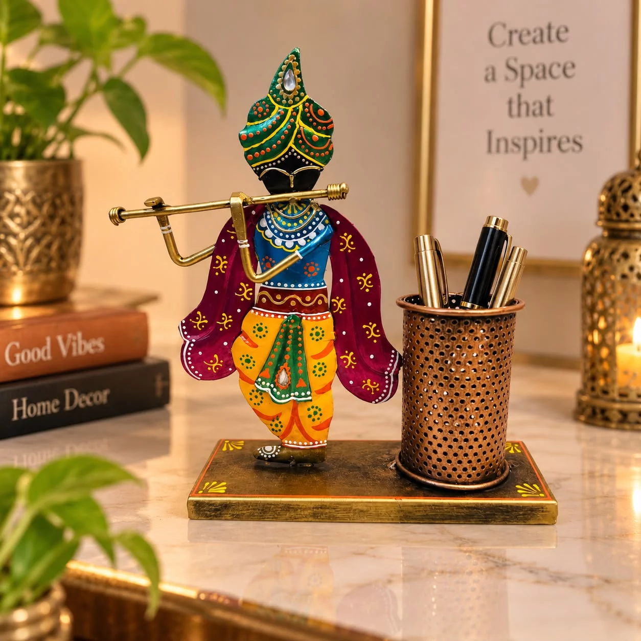 Table Decoration Krishna Pen Stand