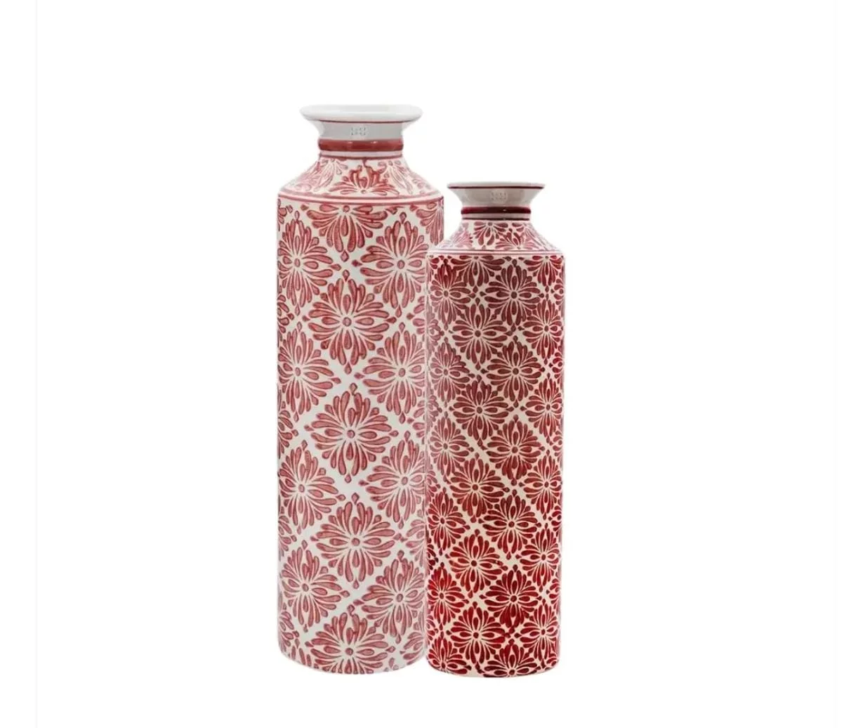 Floral Printed Ceramic Decorative Vase Set