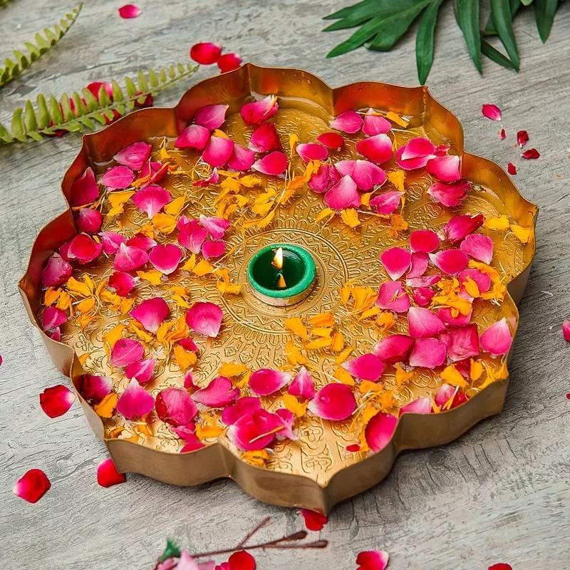 Metal Lotus Urli Bowl