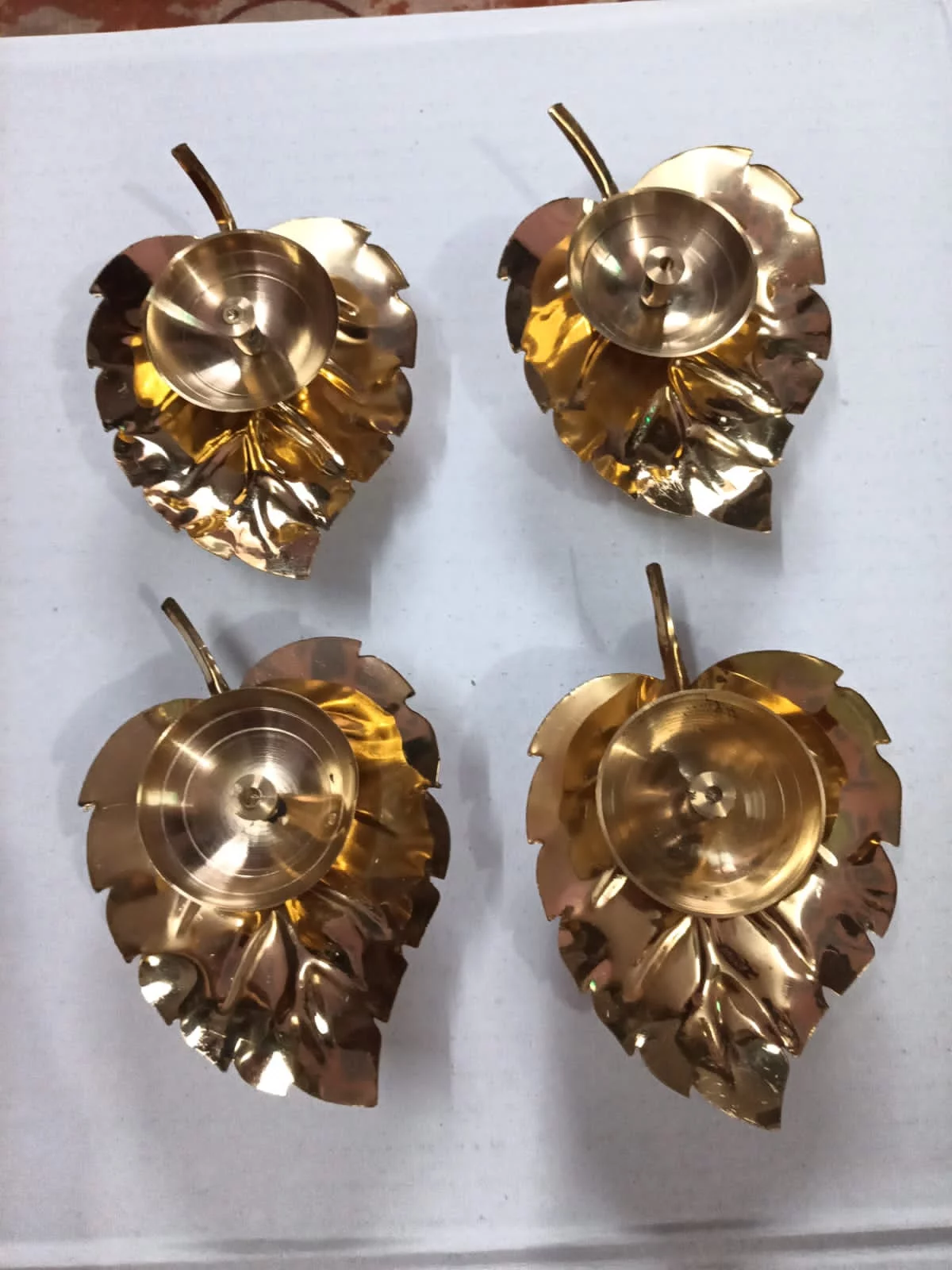 Drumstone Brass Leaf Diya Set of 2