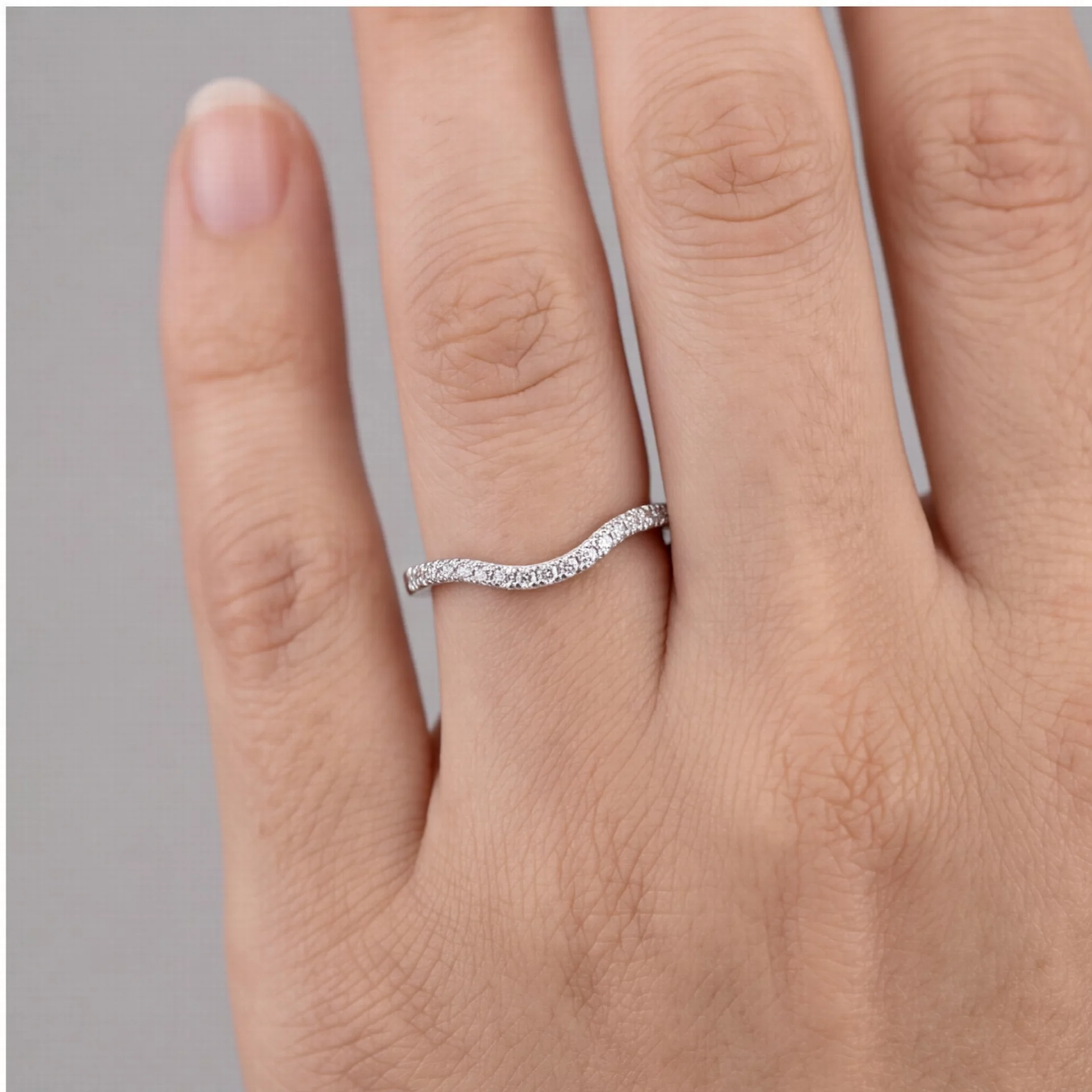 Wave Pave Sterling Silver Stacking Ring
