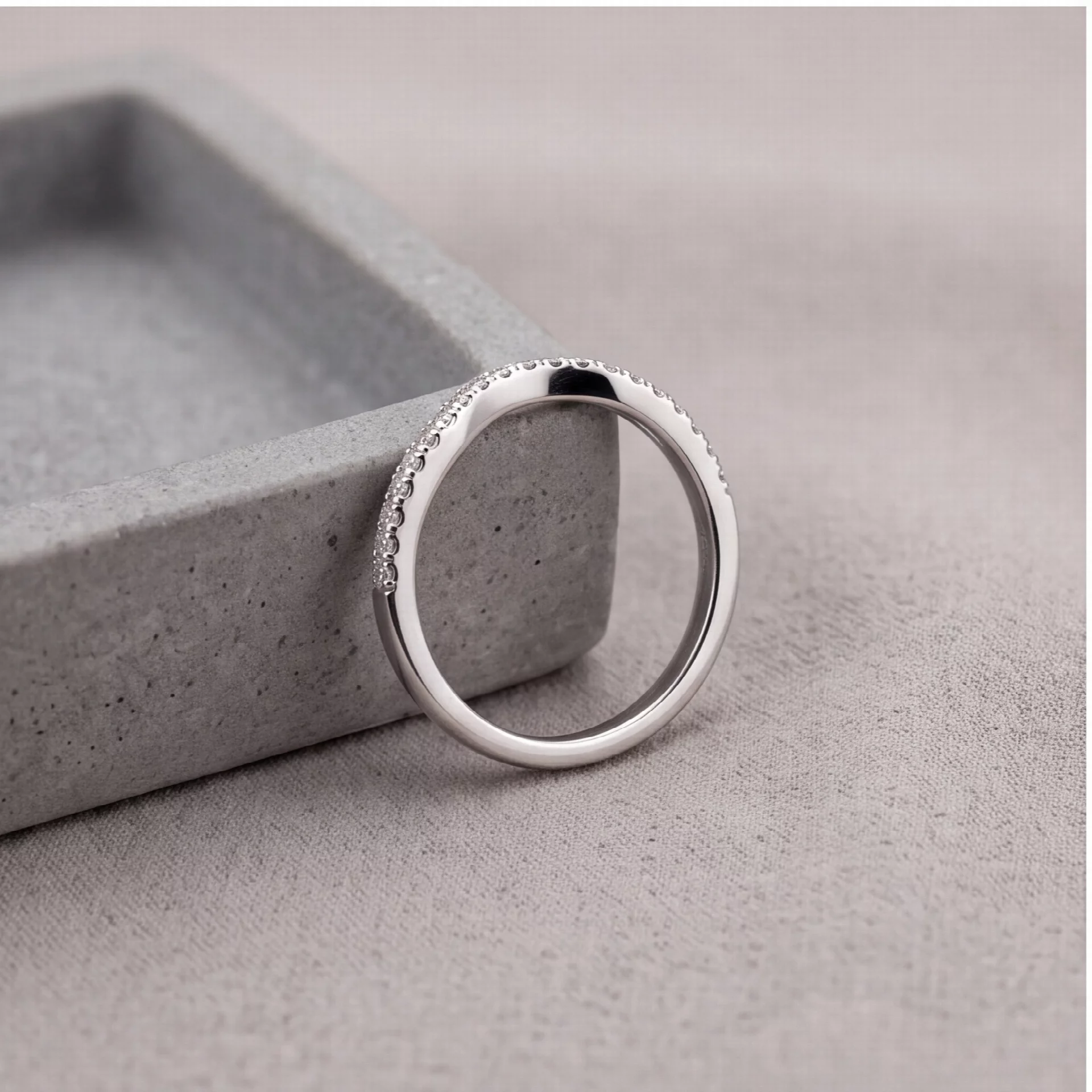Wave Pave Sterling Silver Stacking Ring