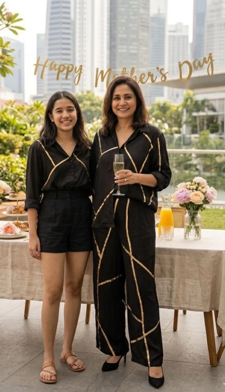 Black Gold Foil Print Co-ord Set | Nidhi Jain Kumar