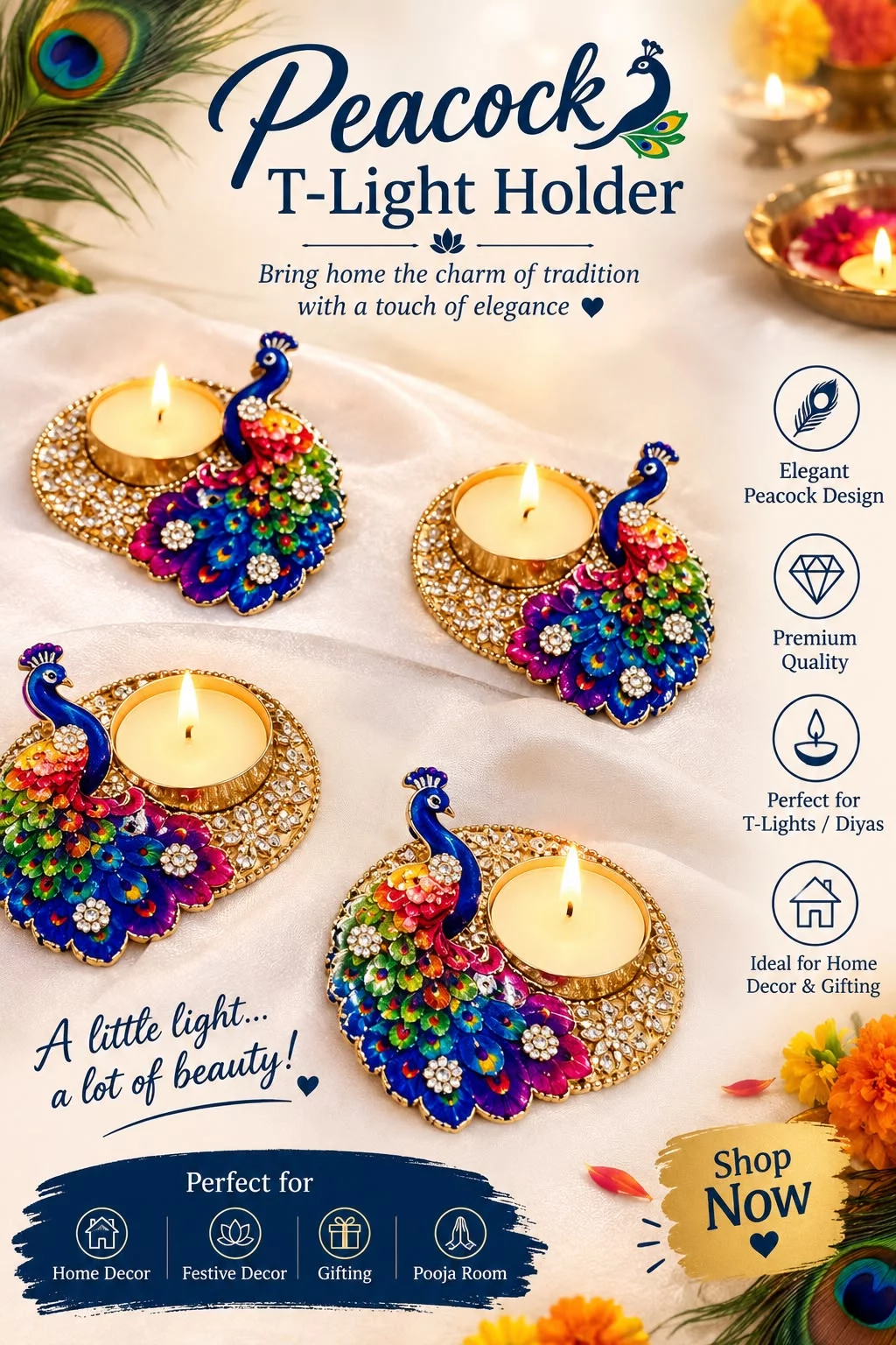 Peacock T Candle Holder