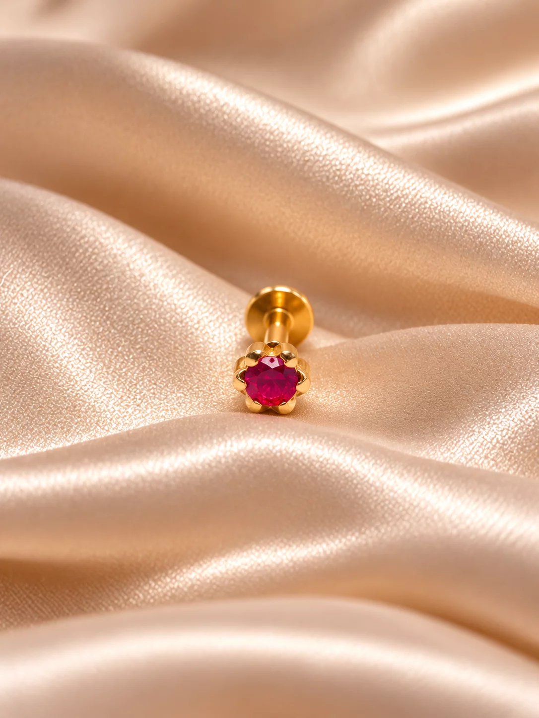 Red Stone Nose Pin