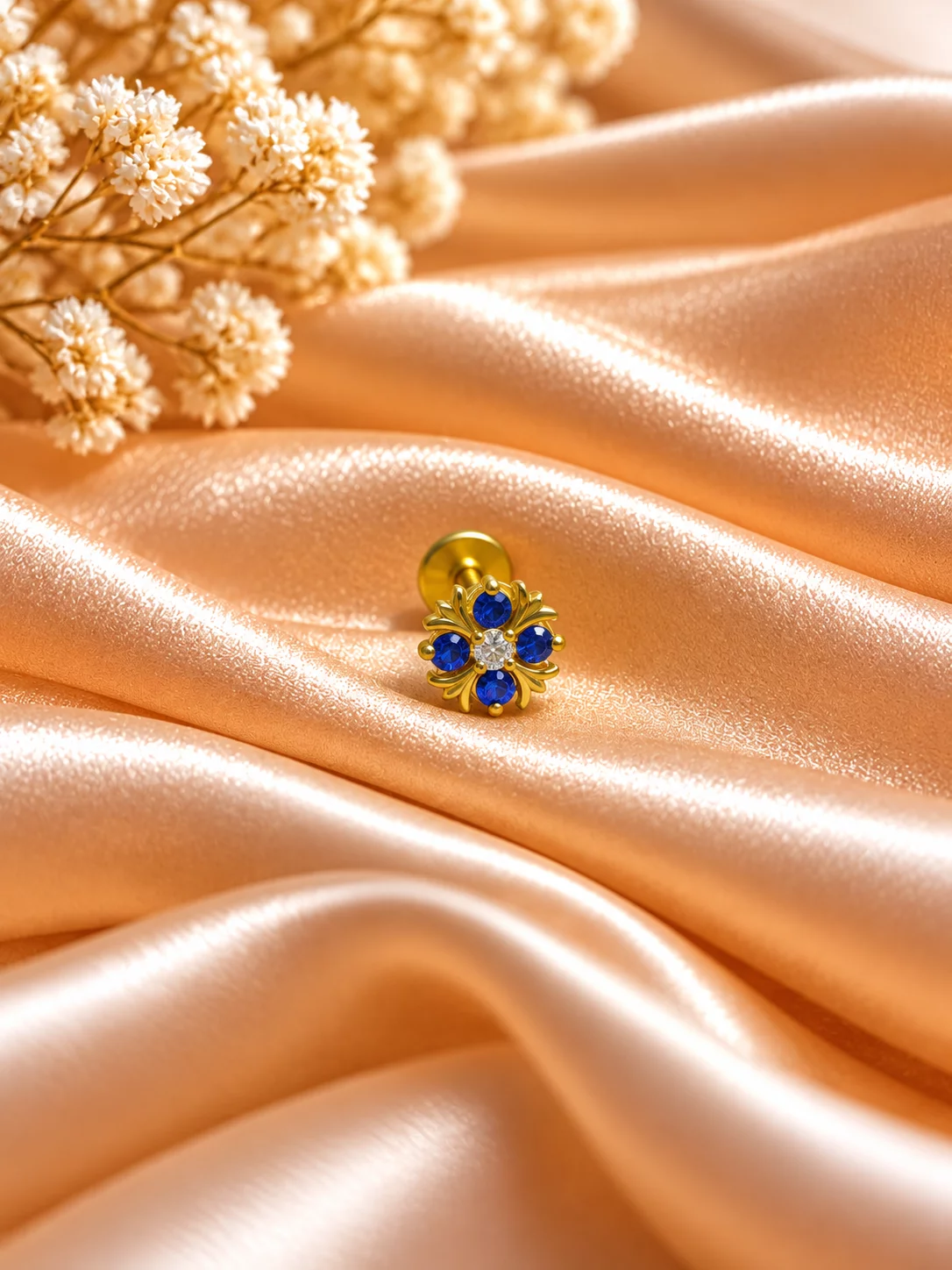 Blue Stone Nose Pin