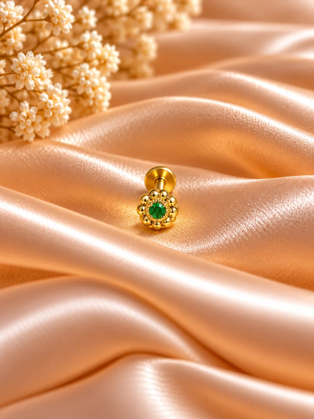 Green Stone Nose Pin