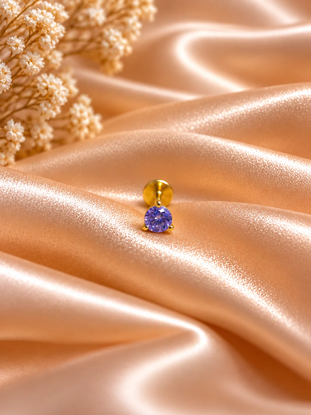 Violet Stone Nose Pin