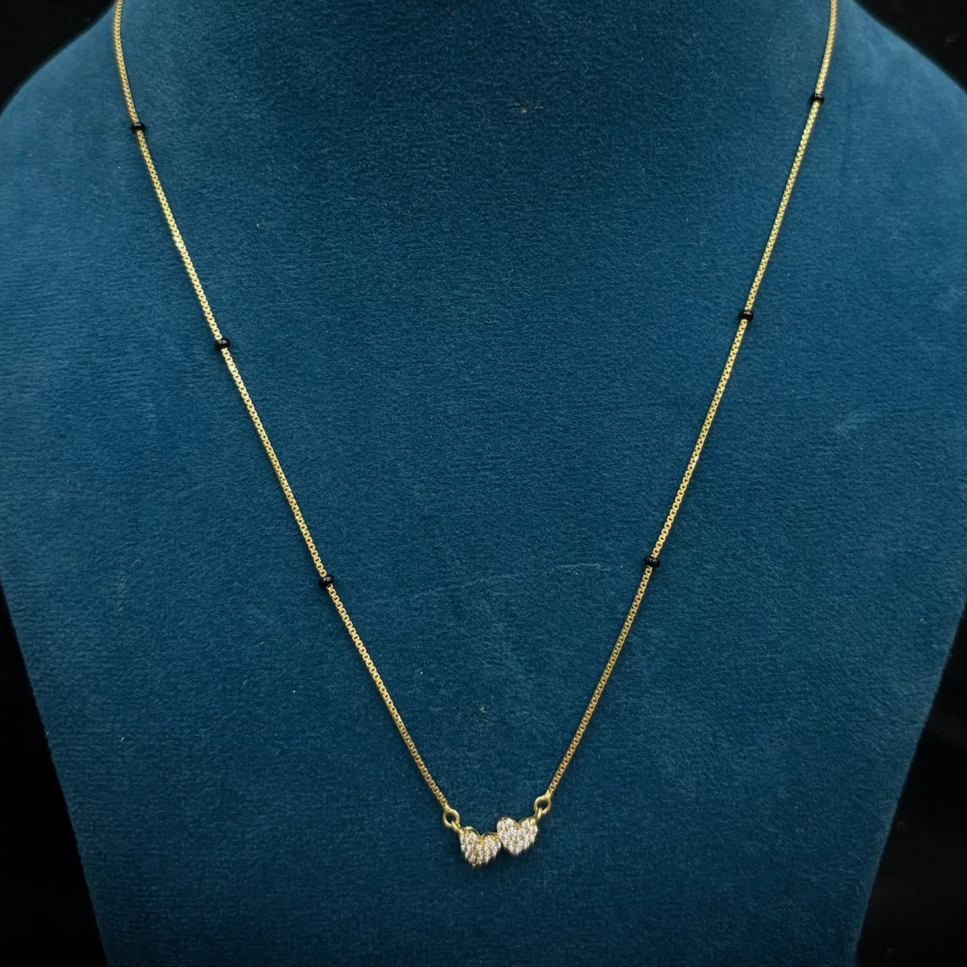 Heart Locket Black Beads Chain