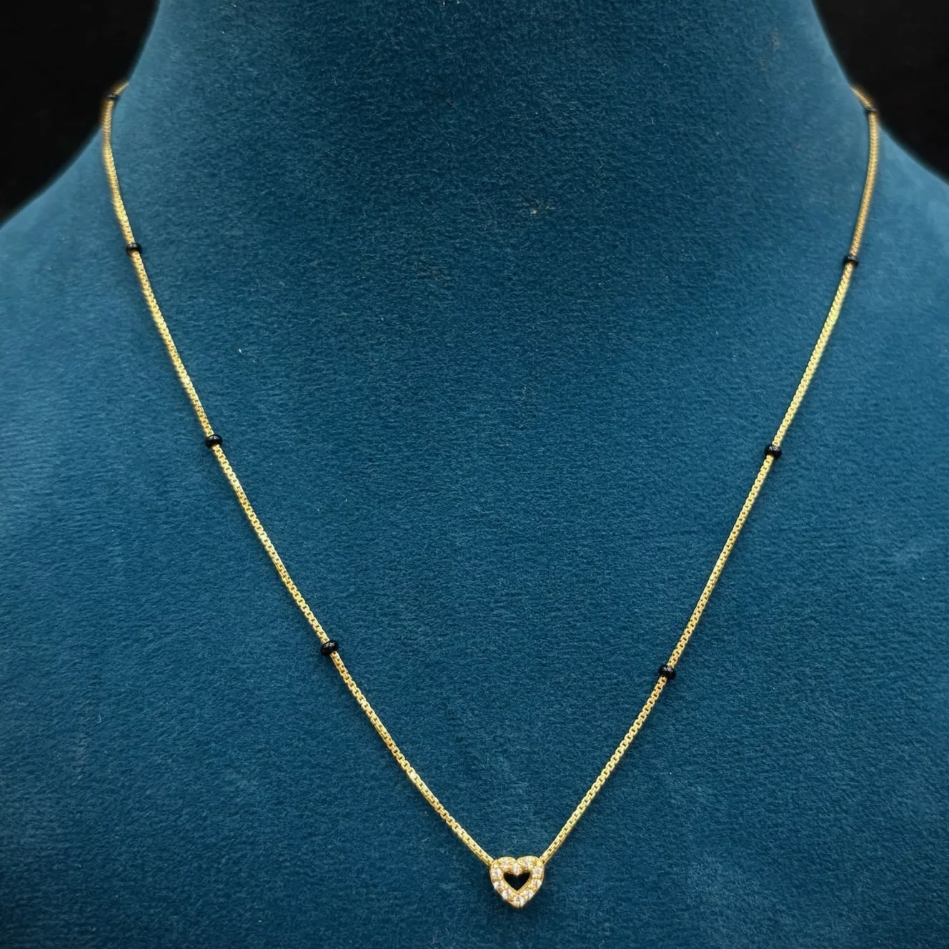 Heart Locket Black Beads Chain