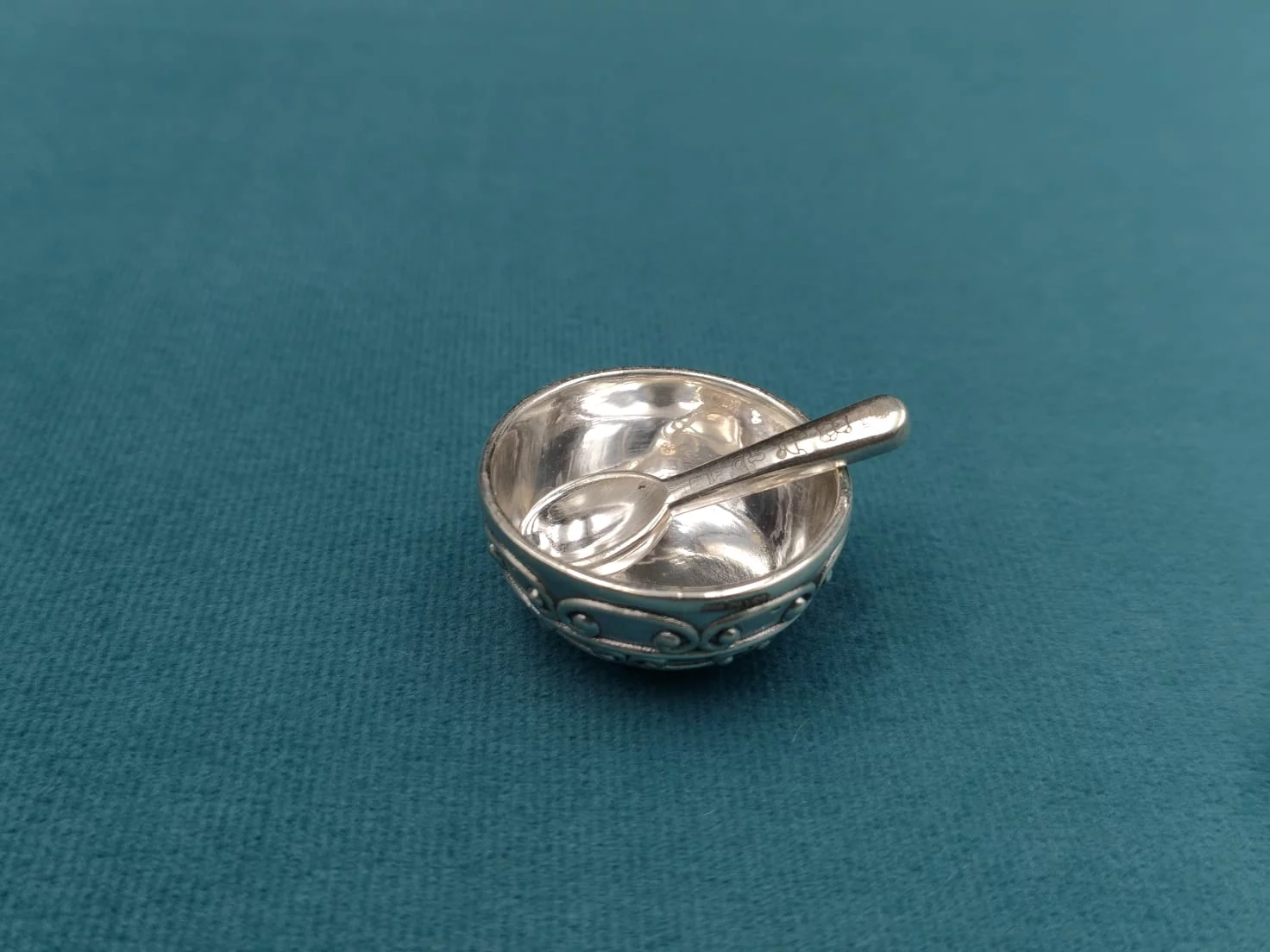 New born baby silver spoon and katori