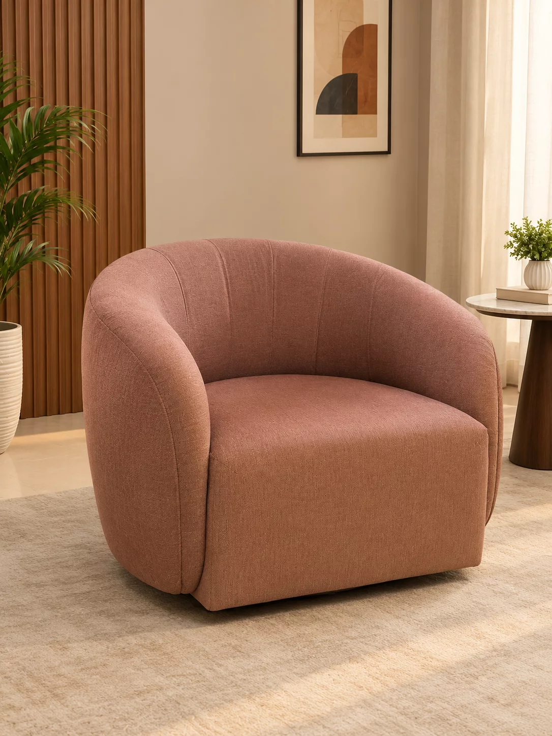 Blush Pink Modern Accent Chair