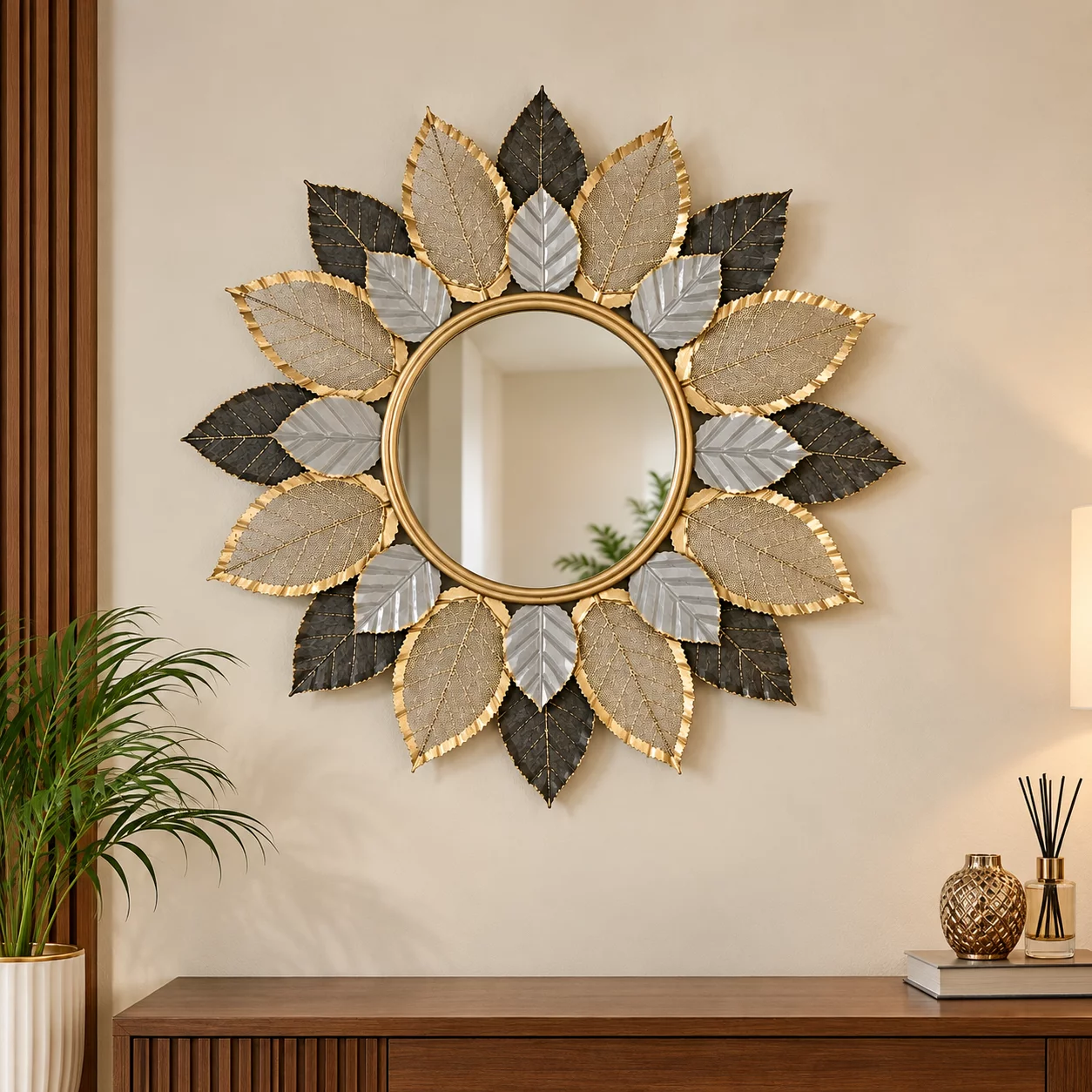 Luxury Gold Sunburst Decorative Wall Mirror