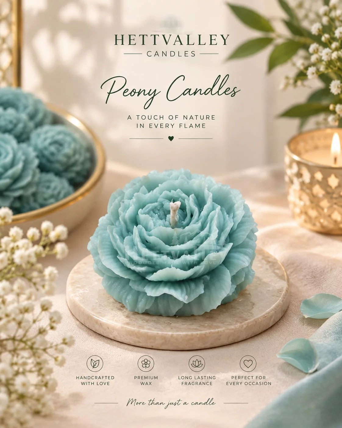 Peony Candles Pack of 3