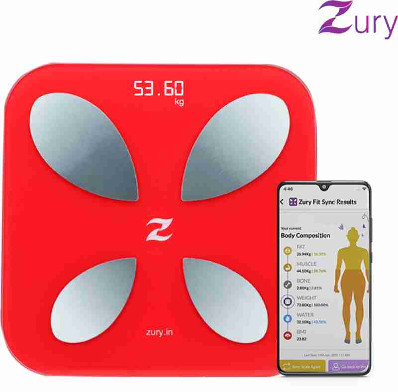 Zury Fit Body Scale with complete Digital Body Composition Monitor Including BMI, Skeletal Muscle, Protein, Fat. Body Fat Analyzer(RED)-https://i-media.vyaparify.com/vcards/products/33270/120-zuryfit-zury-original-imagga7zdchywyte.jpeg Image