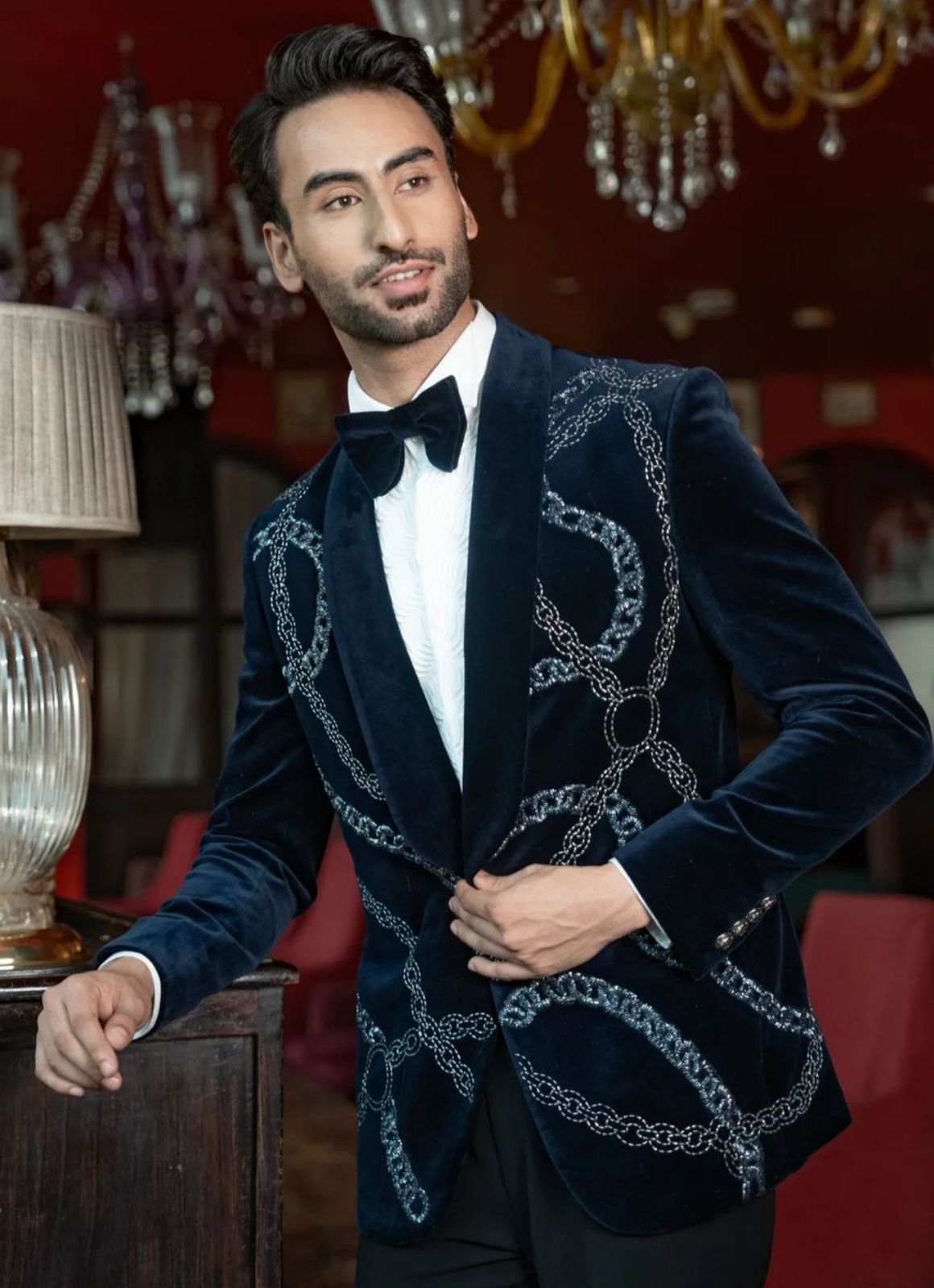 Refined Blue Velvet Tuxedo with Antique Thread Work-https://i-media.vyaparify.com/vcards/products/38557/Product-50.3.jpeg Image