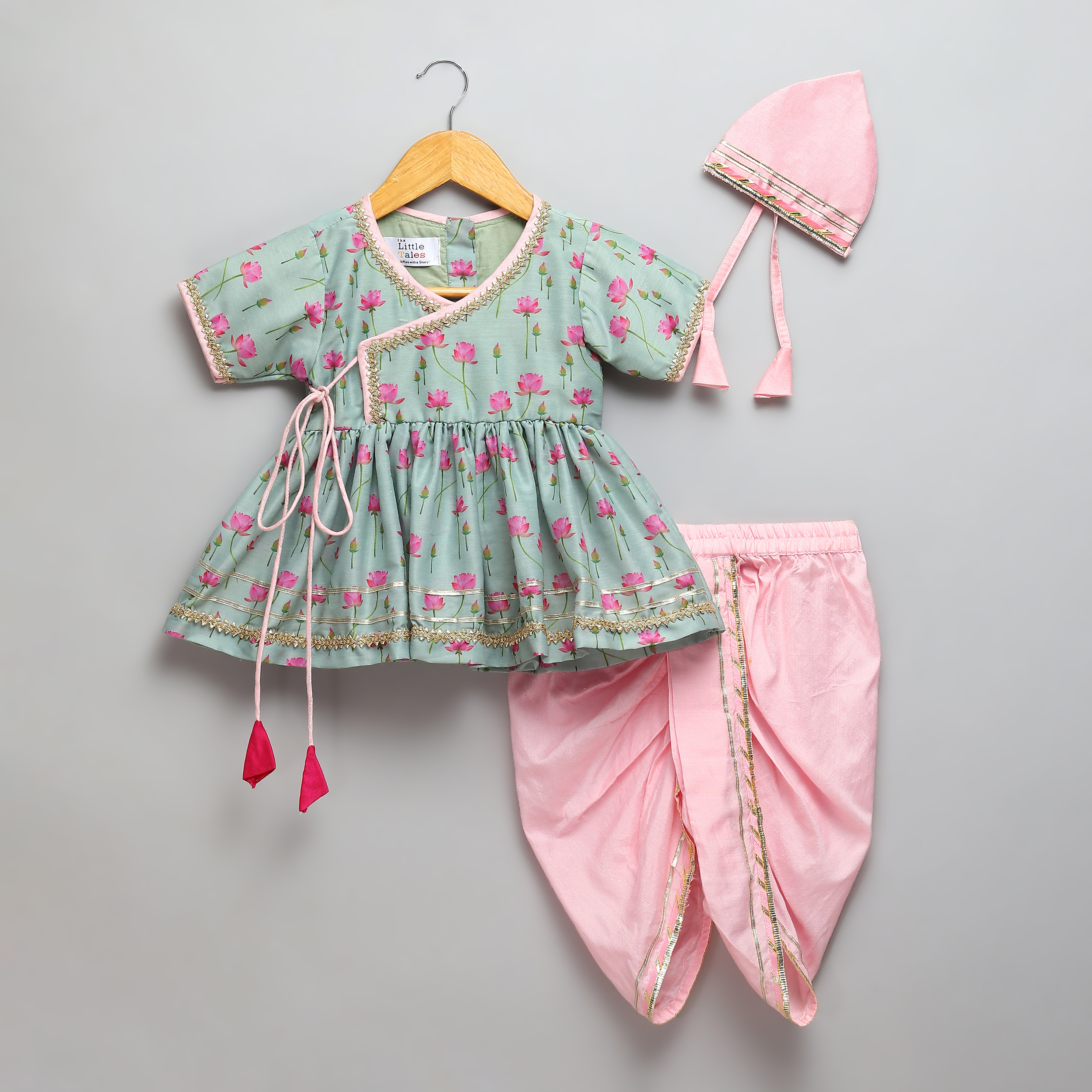 Mint green Lotus print Angrakha dhoti set-https://i-media.vyaparify.com/vcards/products/40636/1.jpg Image