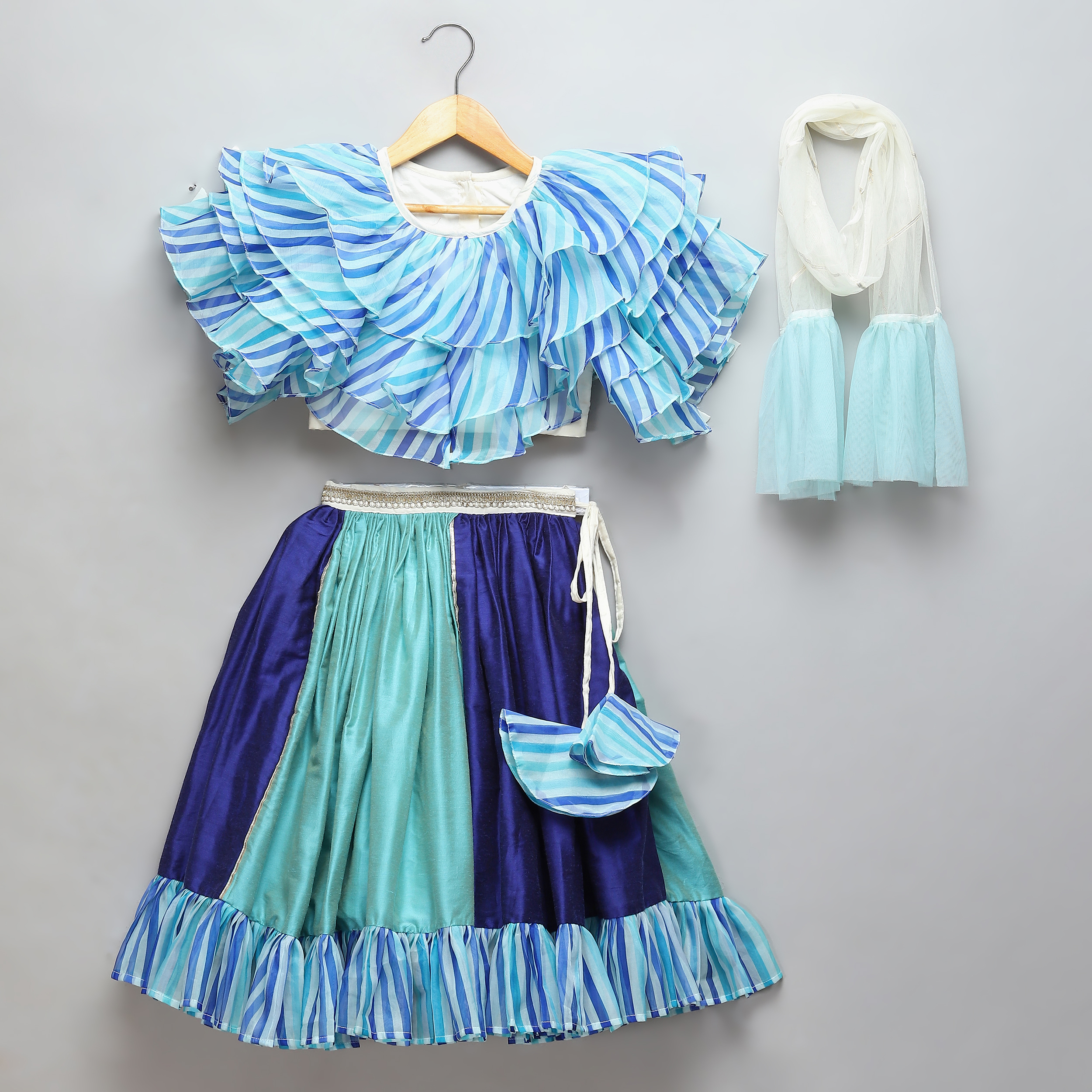 Blue Lehriya frill blouse and Lehnga set-https://i-media.vyaparify.com/vcards/products/41128/1.jpg Image