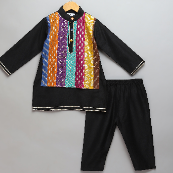 Black Kurta ethnic set with colorful panels-https://i-media.vyaparify.com/vcards/products/41558/product_1715083203.png Image