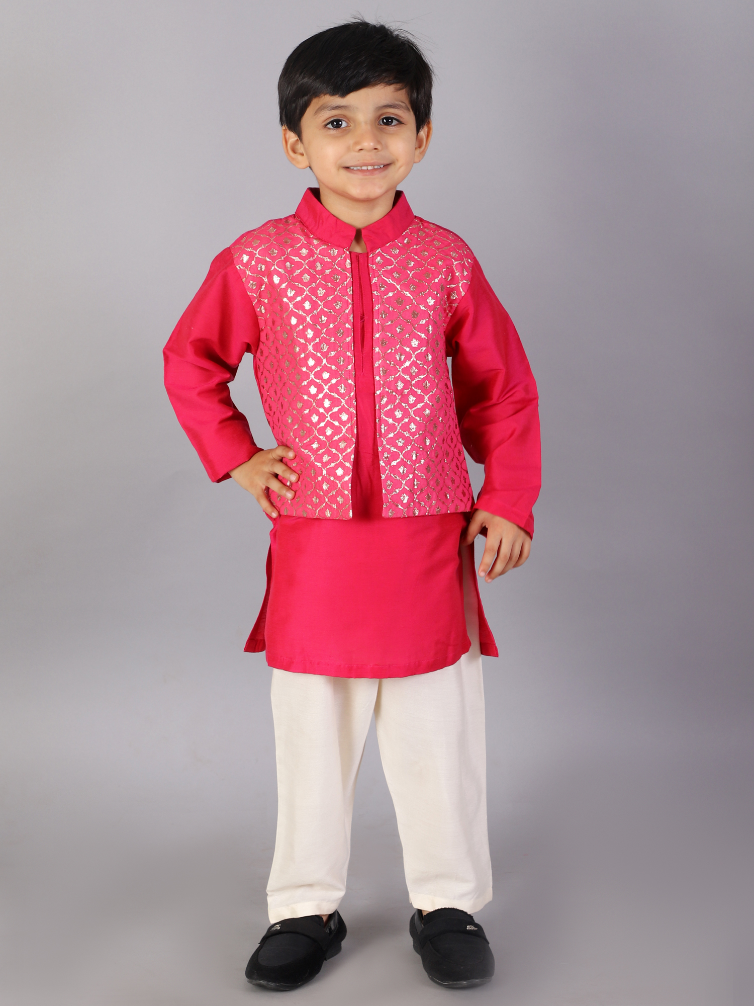 Fuschia Pink kurta with Attached Jacket and Pyjama-https://i-media.vyaparify.com/vcards/products/42460/17.jpg Image