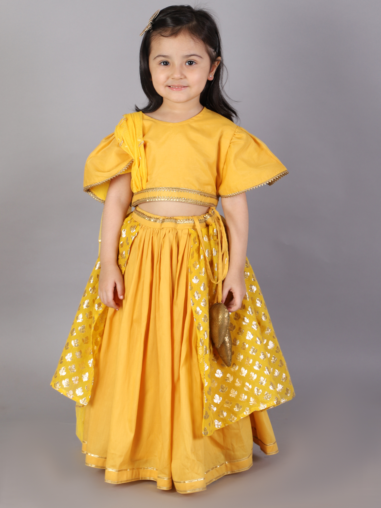 Mustard Blouse with attached net Dupatta and double layered lehnga-https://i-media.vyaparify.com/vcards/products/42463/23.jpg Image