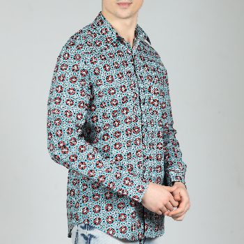 Green Mens Western Shirt in Printed Cotton with Western Yok-https://i-media.vyaparify.com/vcards/products/46045/product_1717450039.png Image