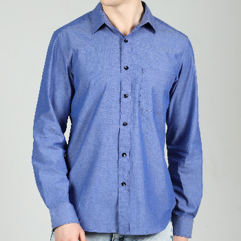 Blue Tapered Shirt in Melange Cotton with Single Pocket-https://i-media.vyaparify.com/vcards/products/46051/product_1717451133.png Image