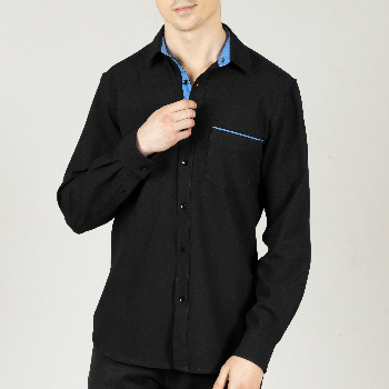 Black Contrast Men Shirt in Cotton with Full Sleeves &amp; Single Pocket-https://i-media.vyaparify.com/vcards/products/46057/product_1717451990.png Image