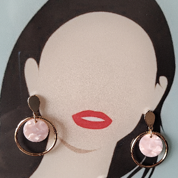 Gold Plated Circular Shaped with Acrylic Fashion Indo Western Earring - Peach Color-https://i-media.vyaparify.com/vcards/products/47128/product_1718083484.png Image
