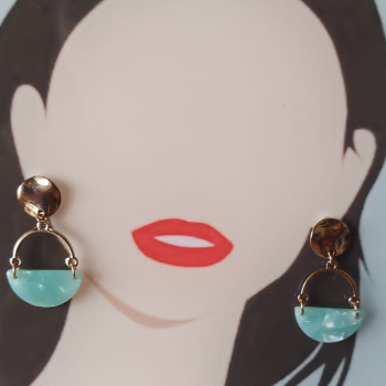 Geometric Shaped Acrylic Indo Western Earring- Pista Color-https://i-media.vyaparify.com/vcards/products/47145/product_1718084671.png Image