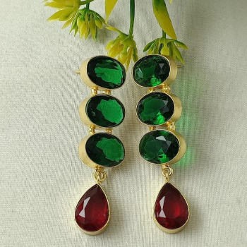 Brass Earring with Green and Red Stones-https://i-media.vyaparify.com/vcards/products/48198/product_1718683614.png Image