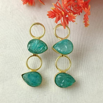 Brass Earring with Blue Druzy Stone-https://i-media.vyaparify.com/vcards/products/48202/product_1718683854.png Image