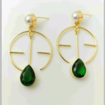 Western wear brass earring with green stone-https://i-media.vyaparify.com/vcards/products/48368/product_1718729012.png Image