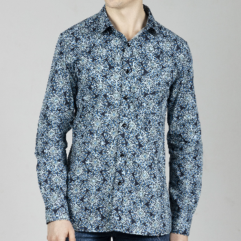 Blue Tapered Shirt in Printed Cotton with Single Pocket-https://i-media.vyaparify.com/vcards/products/49397/product_1717451387.png Image